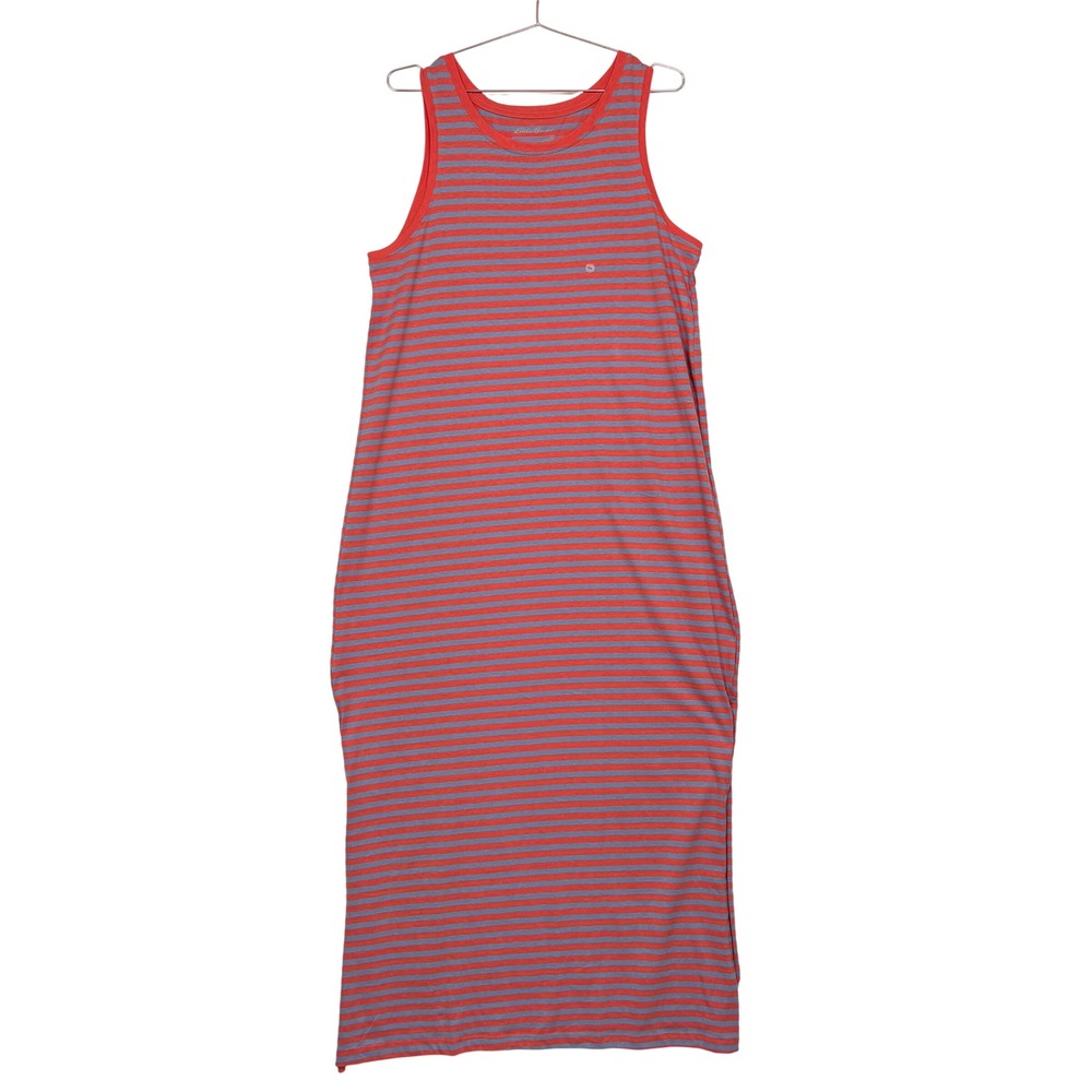 NWT Eddie Bauer Womens Maxi Dress XL Ink Red Striped Coast and Climb SL Max 1721